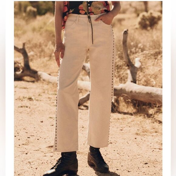 THE GREAT. Pants - New The Great.  The Studded Billy Jean- Natural Size 30